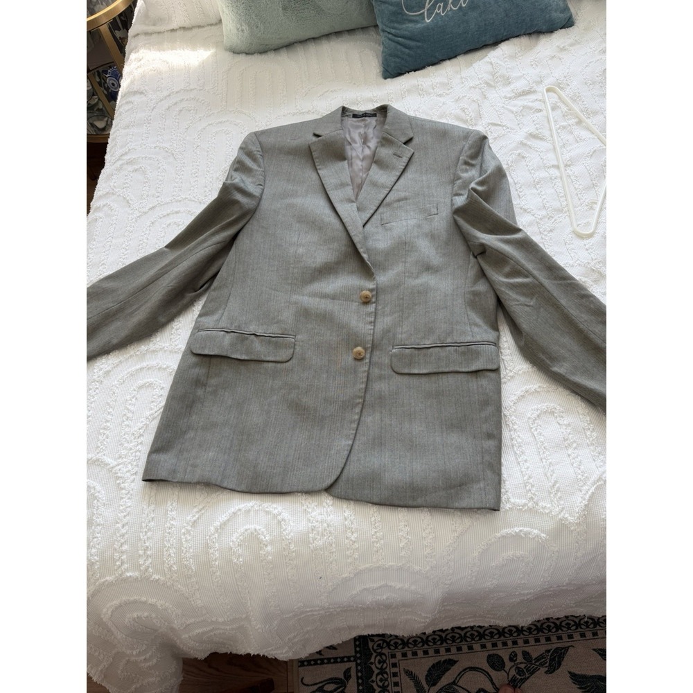 Lauren Ralph Lauren Sport Coat Blazer Mens 44R Gray Check Wool 2-Button EUC